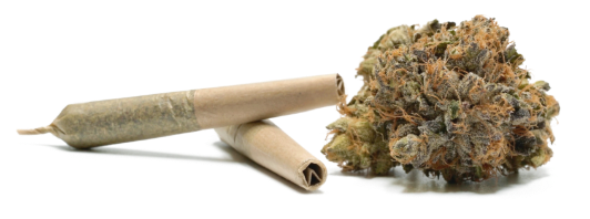 a joint and cannabis bud